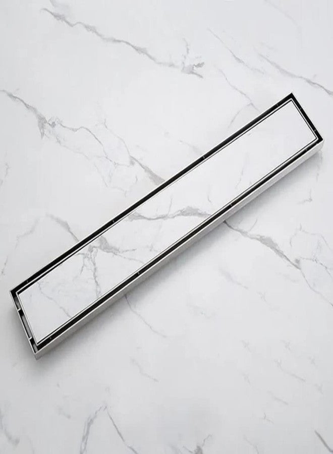 V DRAINS 600x80 mm Tile Marble Insert Floor Shower Drain Channel | Linear (Long) Drain for Bathrooms Floor, Terraces, Balconies of (SS AISI 304 18/8) with Cockroach Trap | Center Outlet (24x3 inches) - Image 1